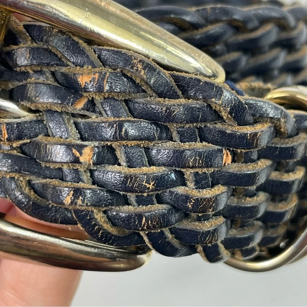 Talbots Navy Blue Braided‎ Leather Belt